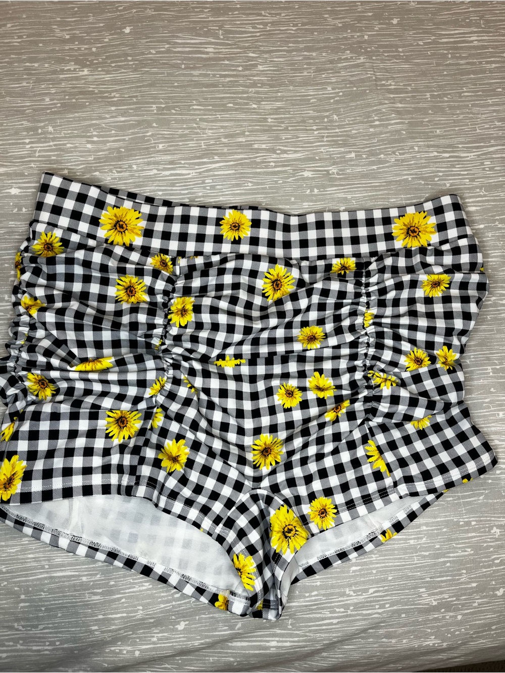 torrid Black Gingham High-Waist Shorts with Yellow Sunflower Print